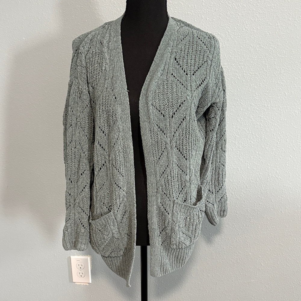 Hippie Rose Gray Open-Front Cardigan